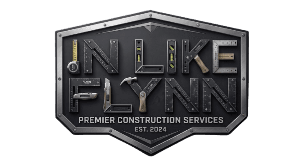 In Like Flynn LLC badge logo with letters built from construction tools